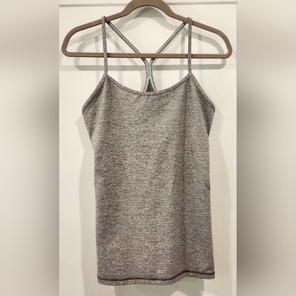 Lululemon Power Y Yoga Tank Top Size 12 Heathered Slate Gray Luon W1H16S
